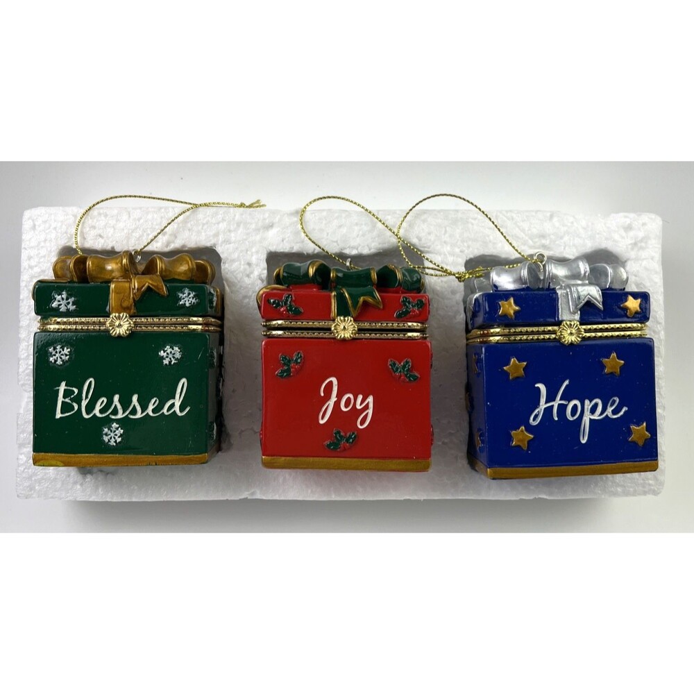 Joy - Blessed - Hope Trinket Boxes Christmas Tree Ornaments in Original Box